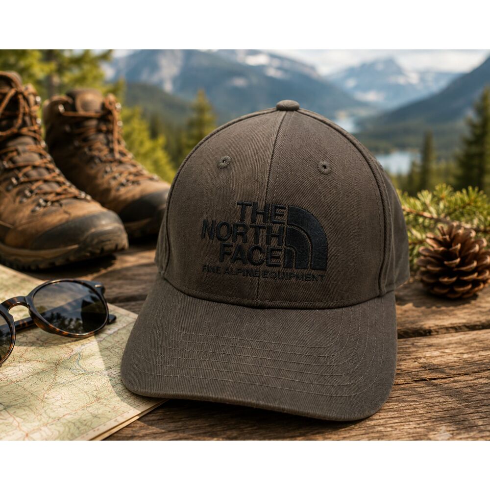 The North Face Logo Snapback Hat Cap Green Fine Alpine Equipment Adjustable Hike